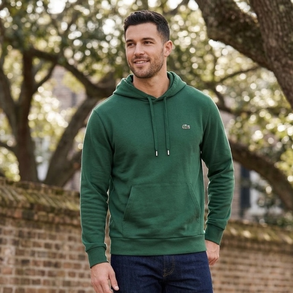 Lacoste Dark Green Pullover Hoodie with Crocodile Logo-3xl